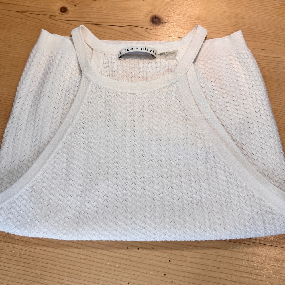 Alice + Olivia Heidi Pointelle Tank White Size Large Women EUC Top